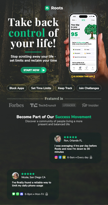 Roots screen-time app campaign email designed by Bold Mails