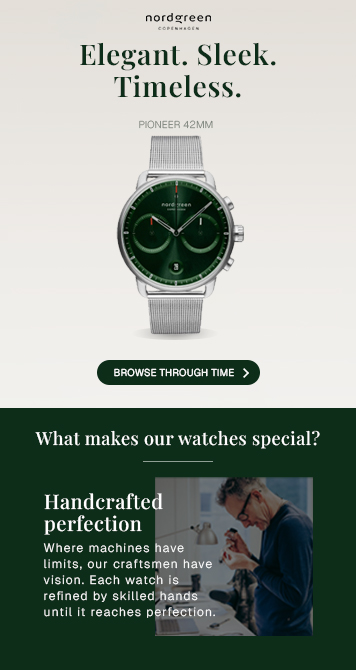 Nordgreen Pioneer 42MM campaign email designed by Bold Mails